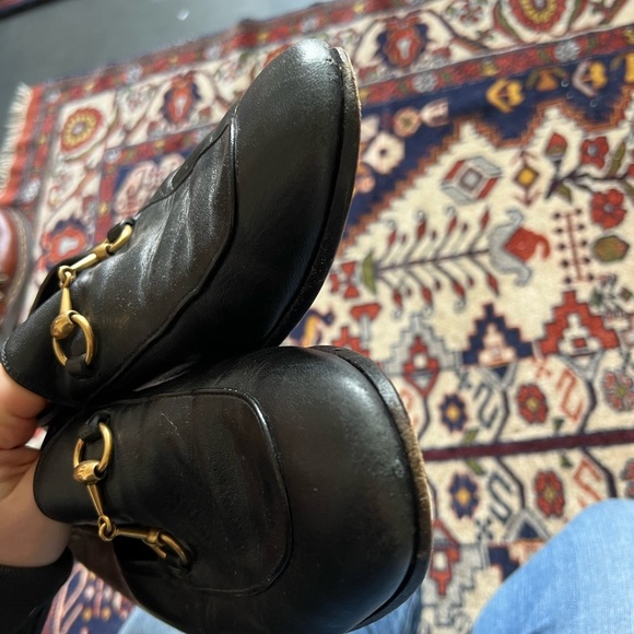 Gucci Black Leather Loafers with Gold Hardware main image 9